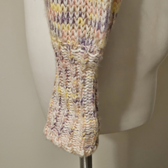 All in Favor Pink and Yellow Cowl Neck Sweater with Chunky Knit - Picture 3 of 10